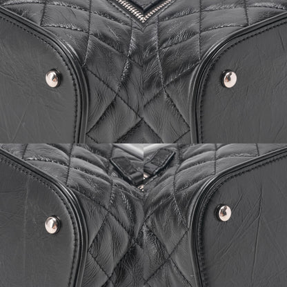 CHANEL Vintage Calf X Vinyl Matelasse Turn Lock Backpack-Type Chain Shoulder Black Silver-Tone Hardware, Pre-Owned