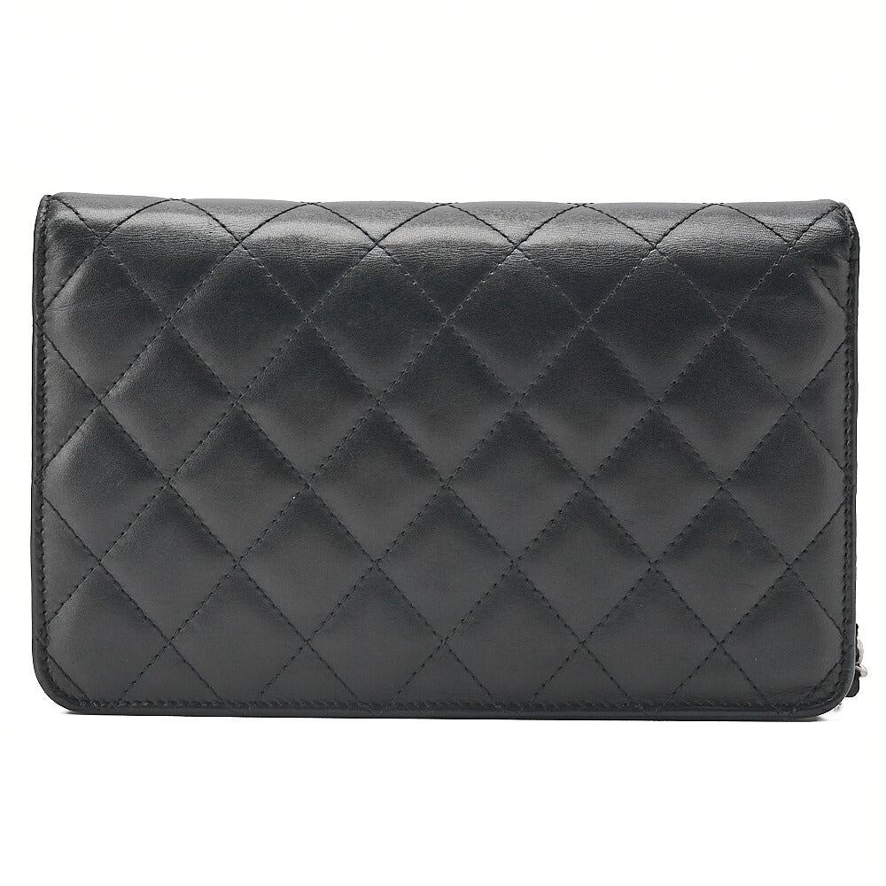 CHANEL Cambonline Chain Wallet Calfskin Black Silver-Tone Hardware, Pre-Owned