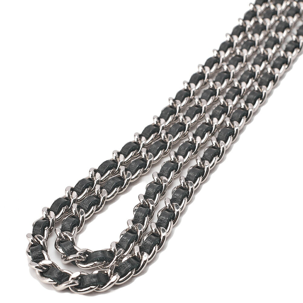 CHANEL Cambonline Chain Wallet Calfskin Black Silver-Tone Hardware, Pre-Owned