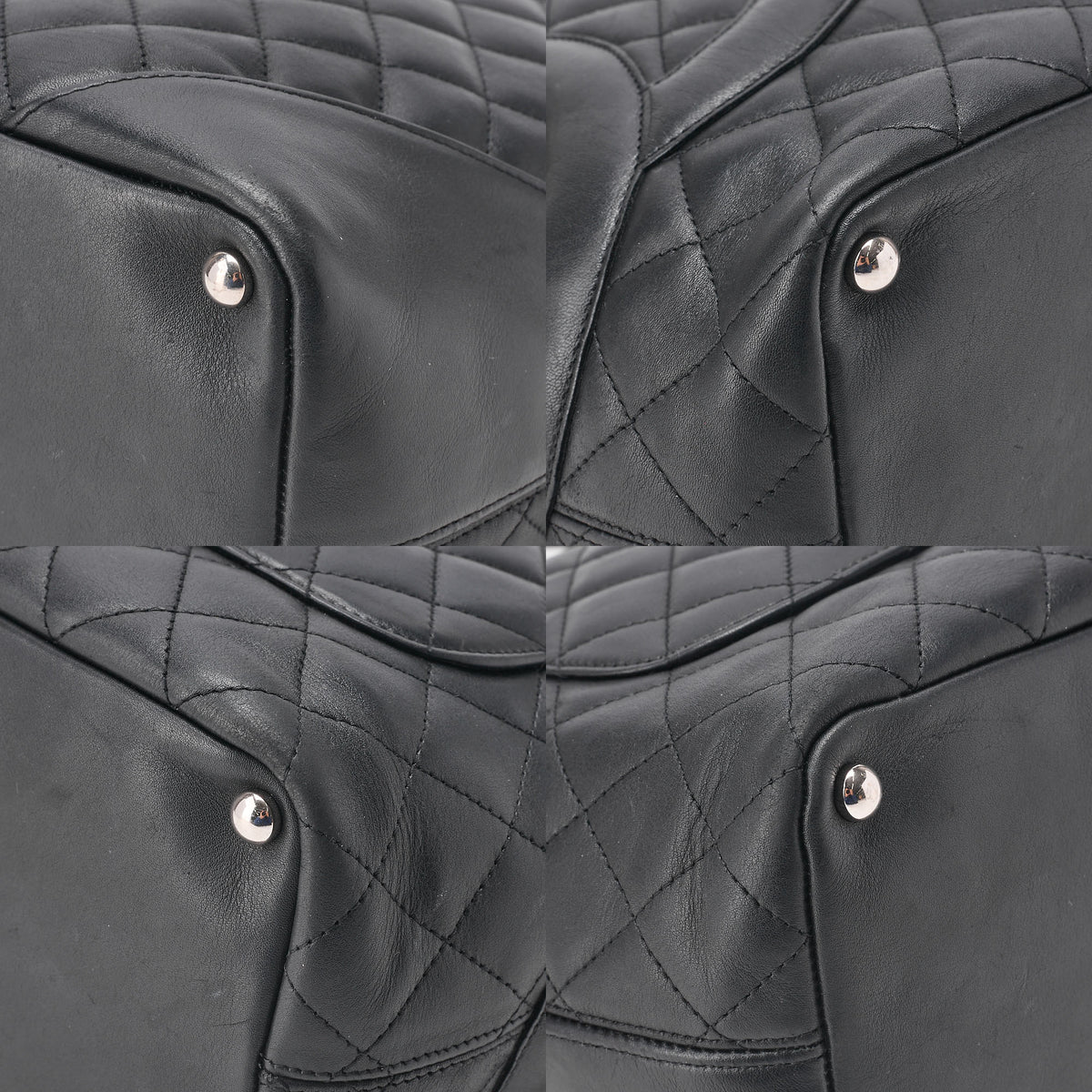 CHANEL Cambonline Matelasse Medium Calf Leather Black Tote Bag Silver-Tone Hardware, Pre-Owned