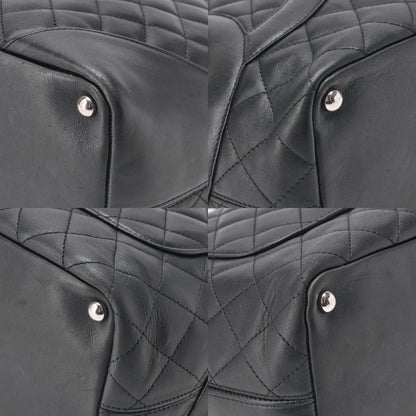 CHANEL Cambonline Matelasse Medium Calf Leather Black Tote Bag Silver-Tone Hardware, Pre-Owned