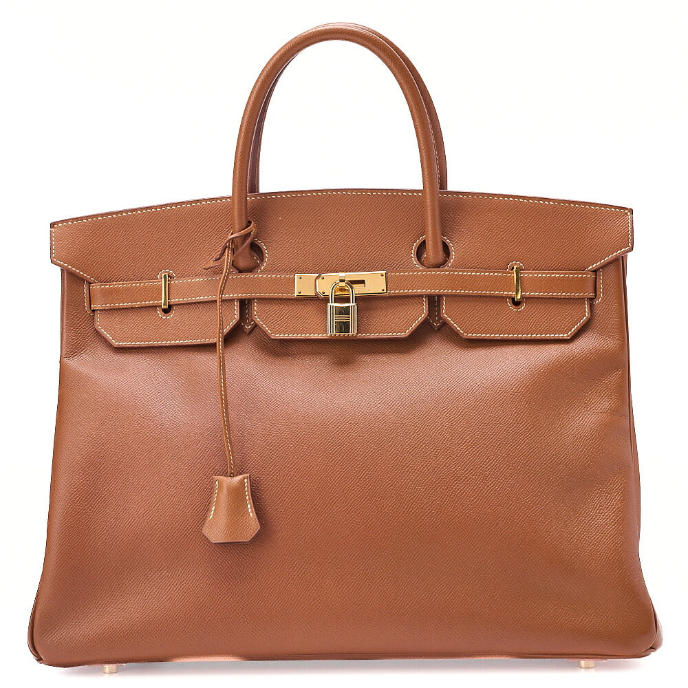 HERMES Birkin 40 Handbag Cuchebel Gold Gold-Tone Hardware, Pre-Owned