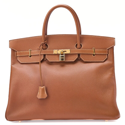 HERMES Birkin 40 Handbag Cuchebel Gold Gold-Tone Hardware, Pre-Owned