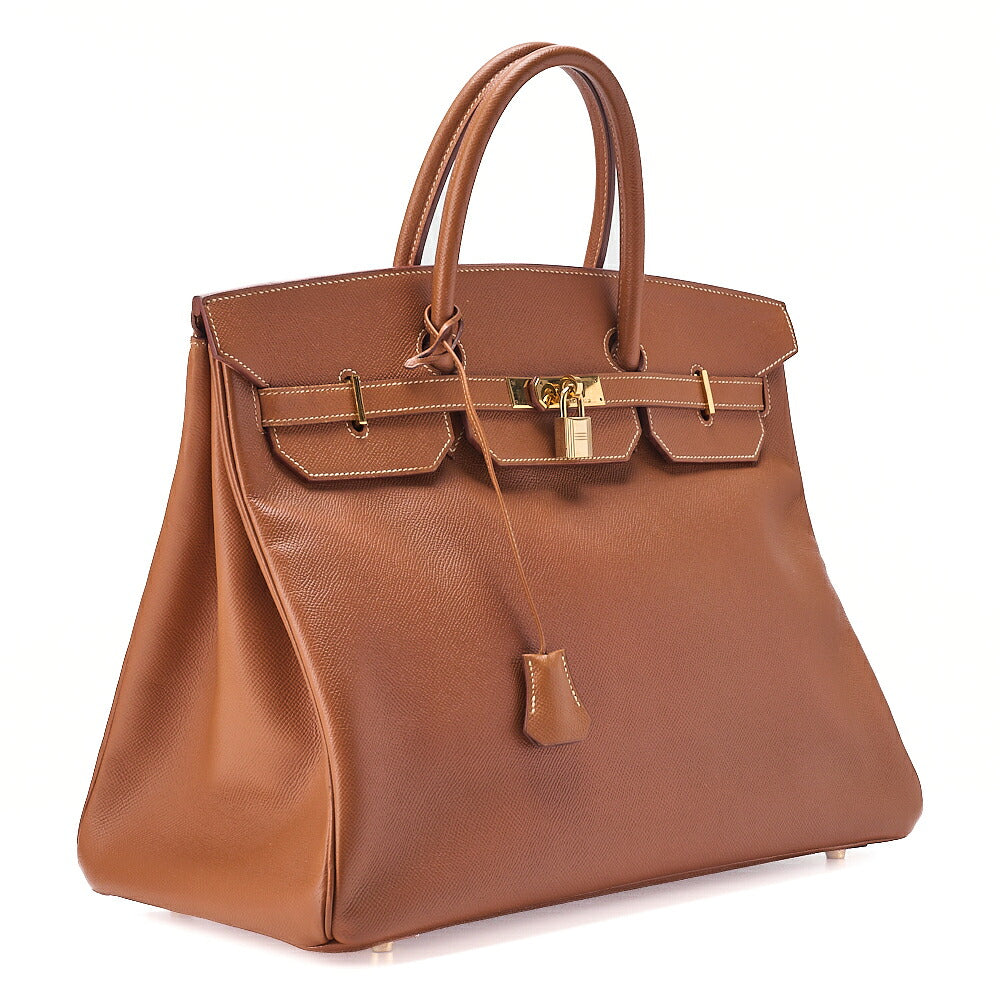 HERMES Birkin 40 Handbag Cuchebel Gold Gold-Tone Hardware, Pre-Owned
