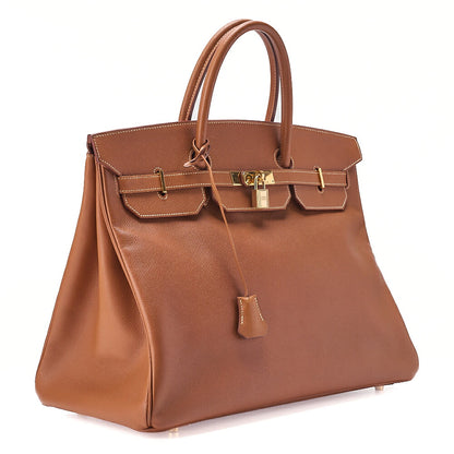 HERMES Birkin 40 Handbag Cuchebel Gold Gold-Tone Hardware, Pre-Owned