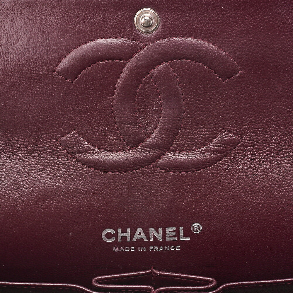 CHANEL Caviar Skin Matelasse Double Flap 25cm Chain Shoulder Black Silver-Tone Hardware, Pre-Owned