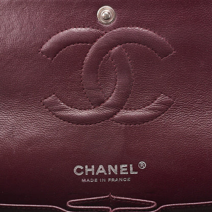 CHANEL Caviar Skin Matelasse Double Flap 25cm Chain Shoulder Black Silver-Tone Hardware, Pre-Owned