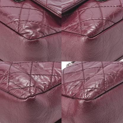 CHANEL Vintage Calf Matelasse Coco Mark Single Flap Chain Shoulder Bordeaux Silver-Tone Hardware, Pre-Owned