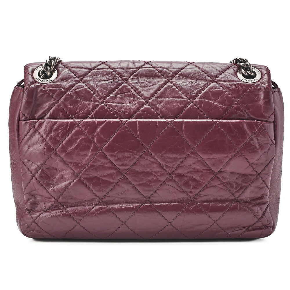 CHANEL Vintage Calf Matelasse Coco Mark Single Flap Chain Shoulder Bordeaux Silver-Tone Hardware, Pre-Owned