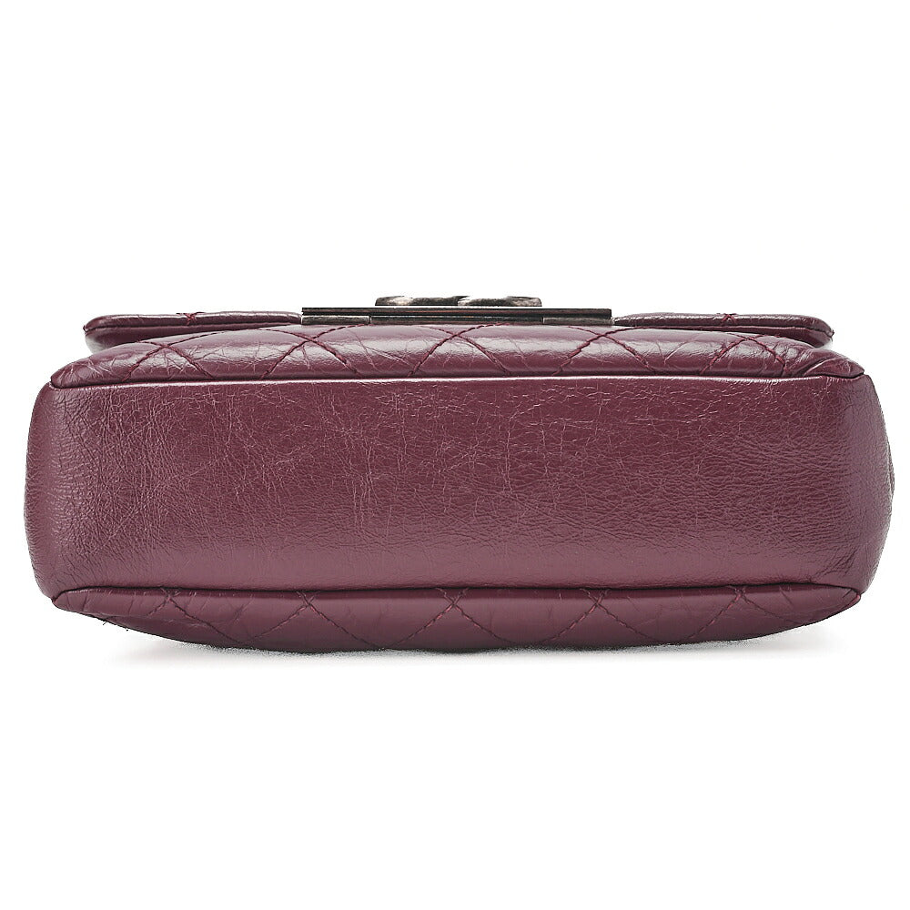 CHANEL Vintage Calf Matelasse Coco Mark Single Flap Chain Shoulder Bordeaux Silver-Tone Hardware, Pre-Owned