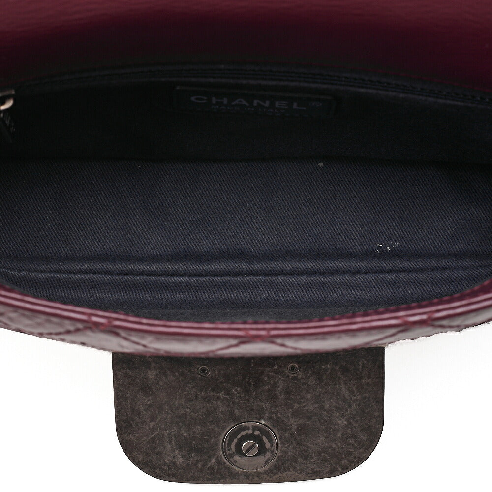 CHANEL Vintage Calf Matelasse Coco Mark Single Flap Chain Shoulder Bordeaux Silver-Tone Hardware, Pre-Owned