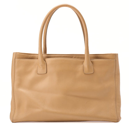 CHANEL Caviar Skin Executive Turn Lock Tote Bag Beige Silver-Tone Hardware, Pre-Owned
