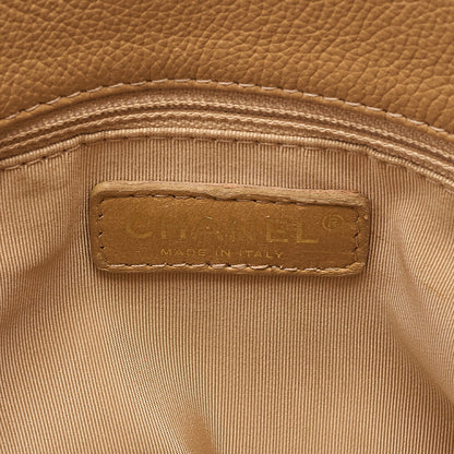 CHANEL Caviar Skin Executive Turn Lock Tote Bag Beige Silver-Tone Hardware, Pre-Owned