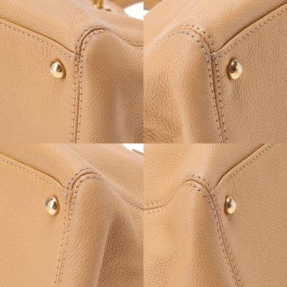 CHANEL Caviar Skin Executive Turn Lock Tote Bag Beige Silver-Tone Hardware, Pre-Owned