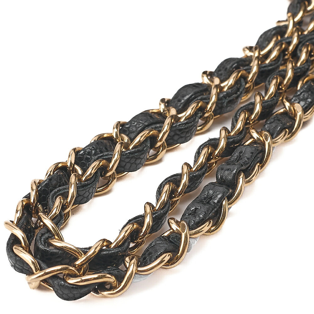 CHANEL Caviar Skin Matelasse Double Flap 25cm Chain Shoulder Black Gold-Tone Hardware, Pre-Owned