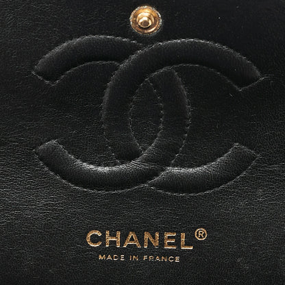 CHANEL Caviar Skin Matelasse Double Flap 25cm Chain Shoulder Black Gold-Tone Hardware, Pre-Owned