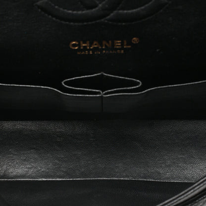 CHANEL Caviar Skin Matelasse Double Flap 25cm Chain Shoulder Black Gold-Tone Hardware, Pre-Owned