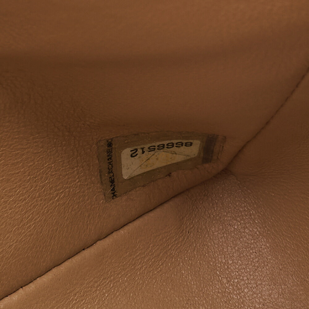 CHANEL Caviar Skin Matelasse Double Flap 25cm Chain Shoulder Beige Gold-Tone Hardware, Pre-Owned