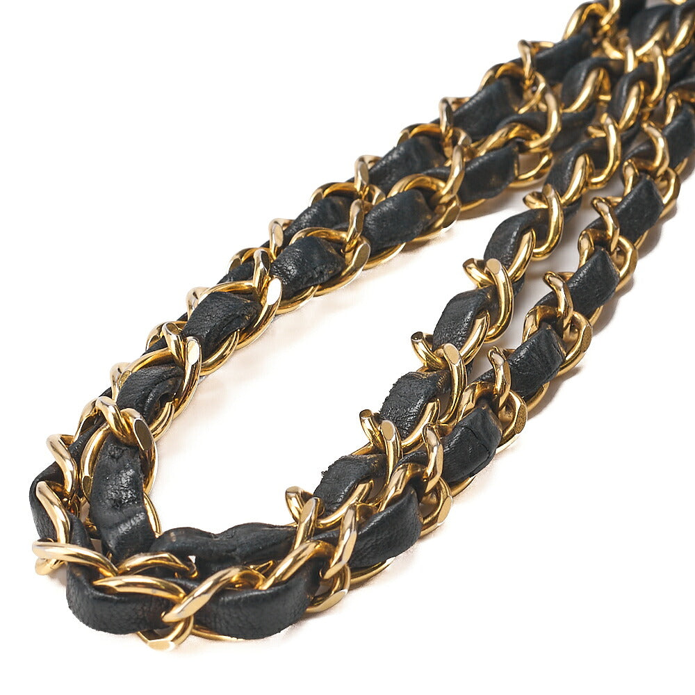 CHANEL Lambskin Matelasse Double Flap 25cm Chain Shoulder Black Gold-Tone Hardware, Pre-Owned
