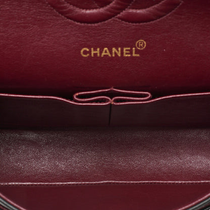 CHANEL Lambskin Matelasse Double Flap 25cm Chain Shoulder Black Gold-Tone Hardware, Pre-Owned