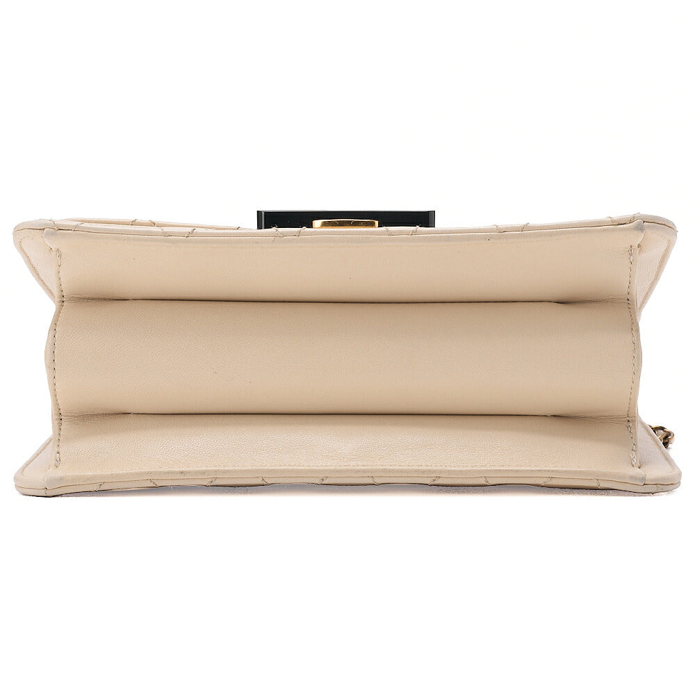 CHANEL Calfskin Matelasse Beauty Lock Single Flap Chain Shoulder Ivory Gold-Tone Hardware, Pre-Owned