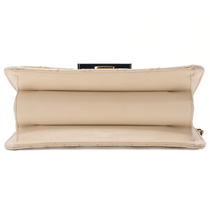 CHANEL Calfskin Matelasse Beauty Lock Single Flap Chain Shoulder Ivory Gold-Tone Hardware, Pre-Owned