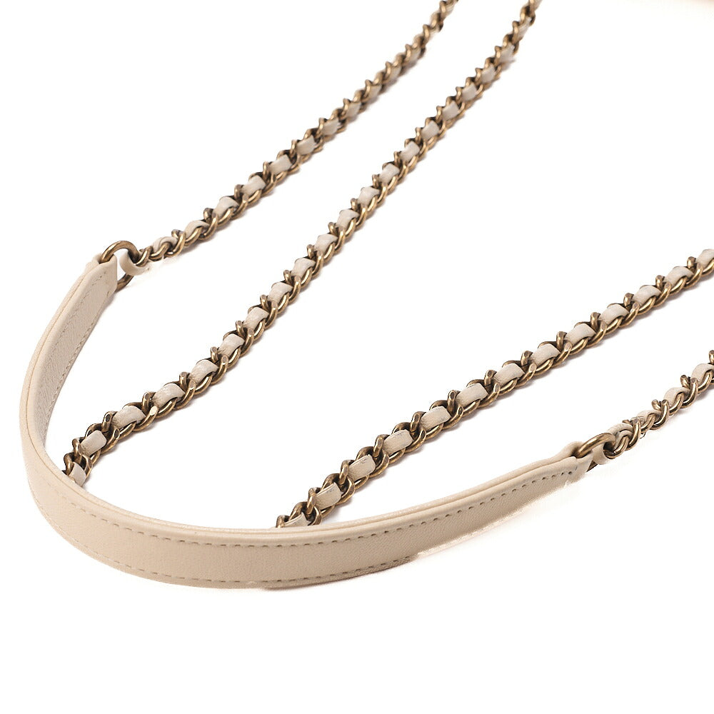 CHANEL Calfskin Matelasse Beauty Lock Single Flap Chain Shoulder Ivory Gold-Tone Hardware, Pre-Owned