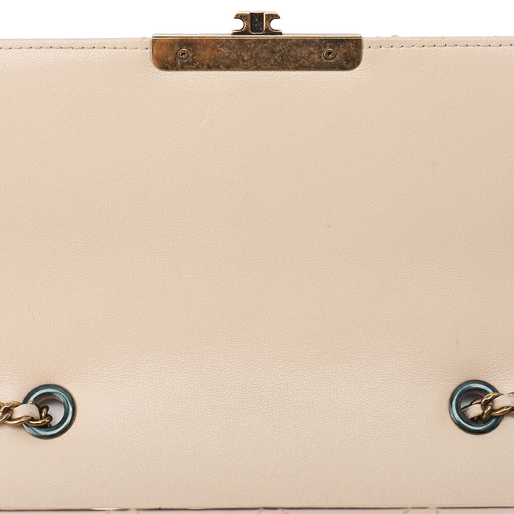 CHANEL Calfskin Matelasse Beauty Lock Single Flap Chain Shoulder Ivory Gold-Tone Hardware, Pre-Owned