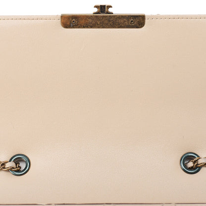 CHANEL Calfskin Matelasse Beauty Lock Single Flap Chain Shoulder Ivory Gold-Tone Hardware, Pre-Owned