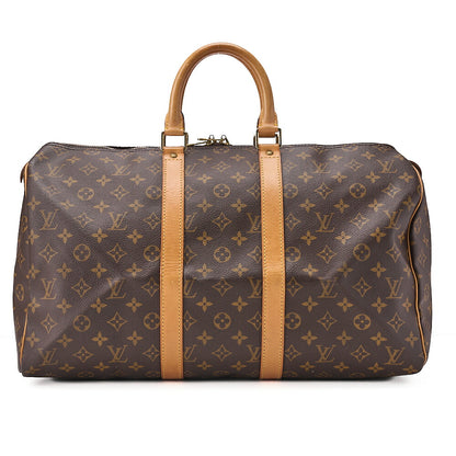 LOUIS VUITTON Louis Vuitton Monogram Keypole 45 Boston Bag M41428 Brown Gold-Tone Hardware, Pre-Owned