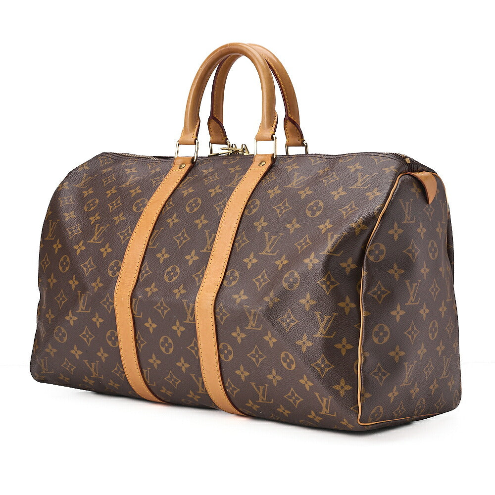 LOUIS VUITTON Louis Vuitton Monogram Keypole 45 Boston Bag M41428 Brown Gold-Tone Hardware, Pre-Owned