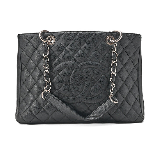 CHANEL Shoulder Bag Tote Bag Matelasse GST Chain Tote Caviskin Black Silver-Tone Hardware, Pre-Owned