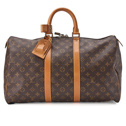 LOUIS VUITTON Louis Vuitton Monogram Keypole 45 Boston Bag M41428 Brown Gold-Tone Hardware, Pre-Owned