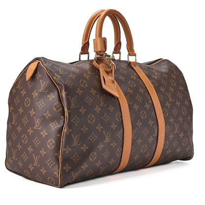 LOUIS VUITTON Louis Vuitton Monogram Keypole 45 Boston Bag M41428 Brown Gold-Tone Hardware, Pre-Owned