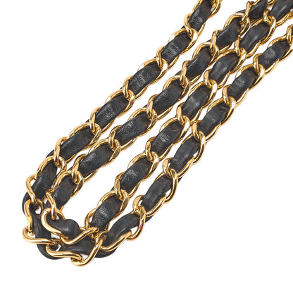 CHANEL Chain Belt with Coco Mark Charm GP x Leather Black x Gold (Gold Plating) Gold-Tone Hardware, Pre-Owned