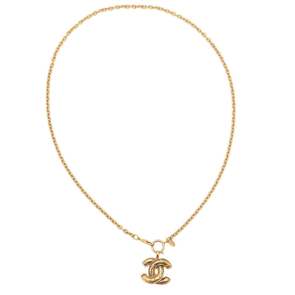 CHANEL Necklace Coco Mark Matelasse 3856 Necklace GP (Gold Plated)Gold-Tone Hardware, Pre-Owned