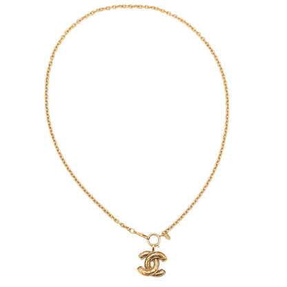 CHANEL Necklace Coco Mark Matelasse 3856 Necklace GP (Gold Plated)Gold-Tone Hardware, Pre-Owned