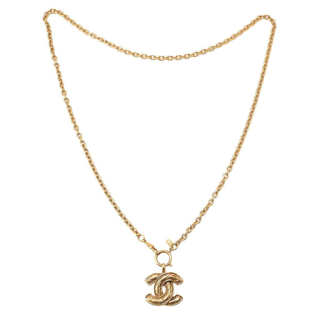 CHANEL Necklace Coco Mark Matelasse 3856 Necklace GP (Gold Plated)Gold-Tone Hardware, Pre-Owned