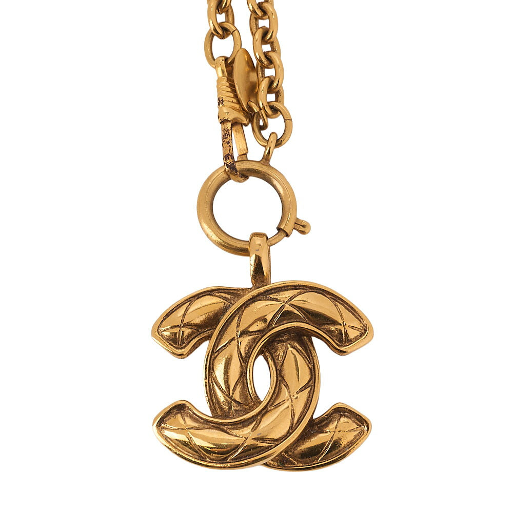 CHANEL Necklace Coco Mark Matelasse 3856 Necklace GP (Gold Plated)Gold-Tone Hardware, Pre-Owned