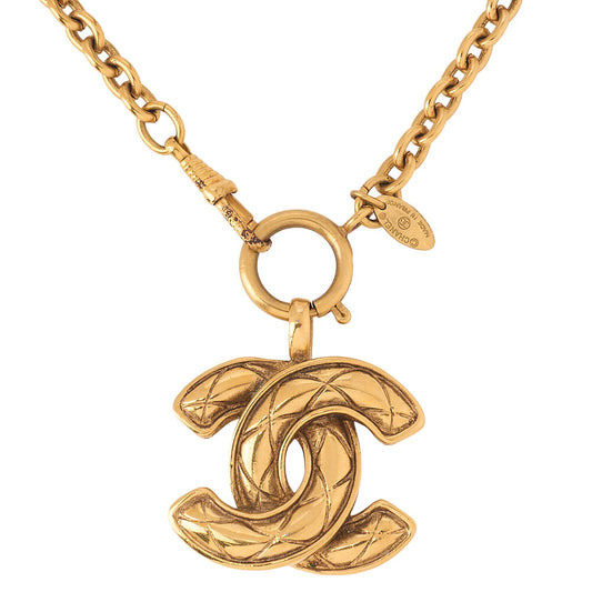 CHANEL Necklace Coco Mark Matelasse 3856 Necklace GP (Gold Plated)Gold-Tone Hardware, Pre-Owned