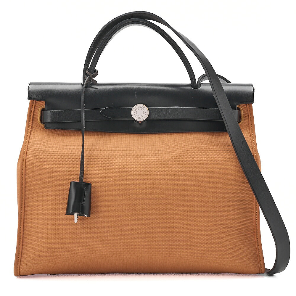 HERMES Hermes Ale Bag Zip 31 Canvas x Vash Hunter Black x Mtard Tote Bag Silver-Tone Hardware, Pre-Owned