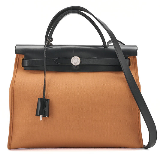 HERMES Hermes Ale Bag Zip 31 Canvas x Vash Hunter Black x Mtard Tote Bag Silver-Tone Hardware, Pre-Owned