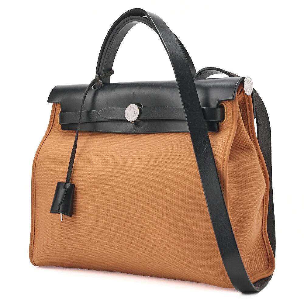 HERMES Hermes Ale Bag Zip 31 Canvas x Vash Hunter Black x Mtard Tote Bag Silver-Tone Hardware, Pre-Owned