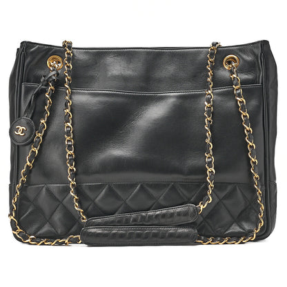 CHANEL Chanel Matelasse Double Chain Shoulder with Pull Charm Lambskin Black Gold-Tone Hardware, Pre-Owned