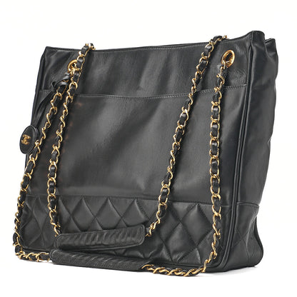 CHANEL Chanel Matelasse Double Chain Shoulder with Pull Charm Lambskin Black Gold-Tone Hardware, Pre-Owned
