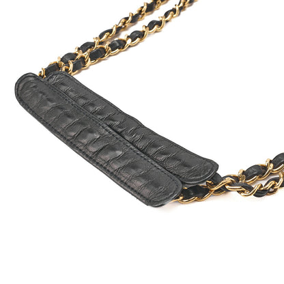 CHANEL Chanel Matelasse Double Chain Shoulder with Pull Charm Lambskin Black Gold-Tone Hardware, Pre-Owned