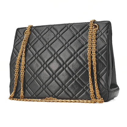 CHANEL Lambskin Matelasse 2.55 Chain Shoulder Black Gold-Tone Hardware, Pre-Owned