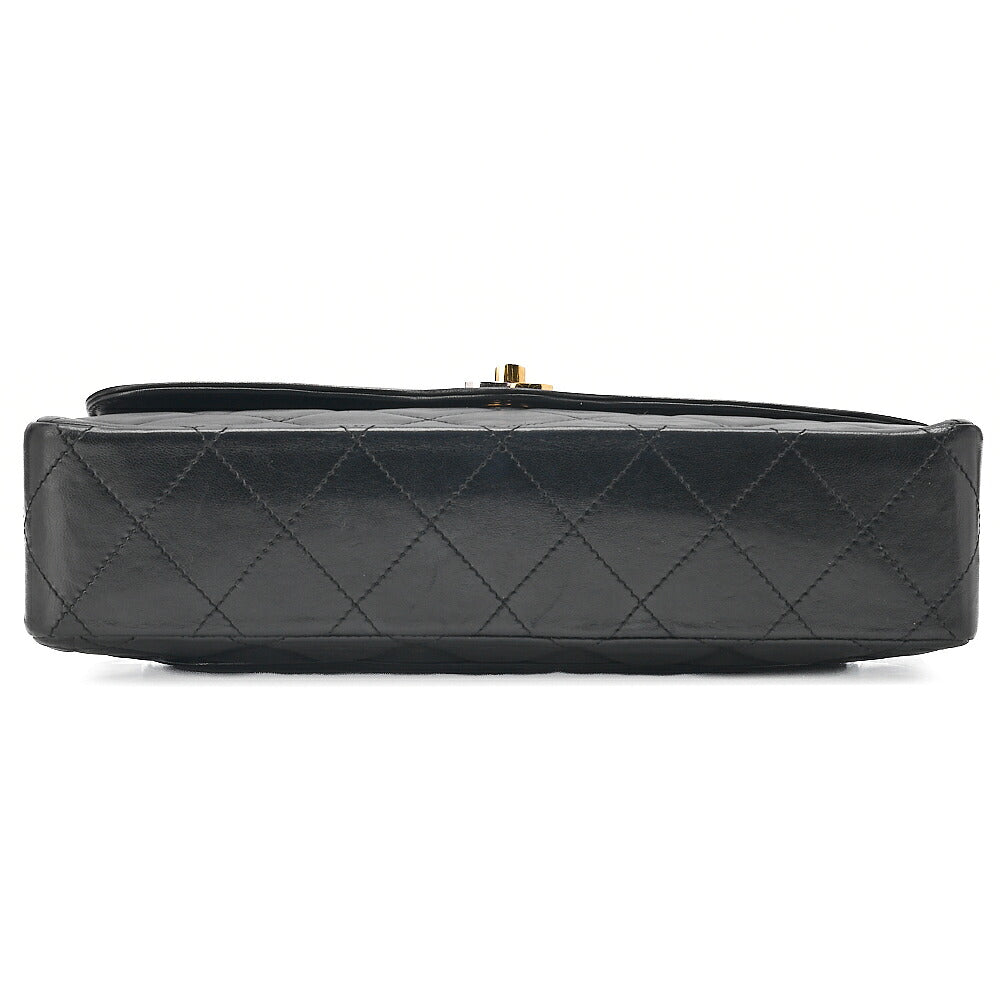 CHANEL Lambskin Matelasse Paris Limited Double Flap Chain Shoulder Bag Black Gold x Silver-Tone Hardware, Pre-Owned
