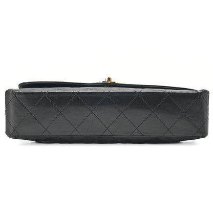 CHANEL Lambskin Matelasse Paris Limited Double Flap Chain Shoulder Bag Black Gold x Silver-Tone Hardware, Pre-Owned