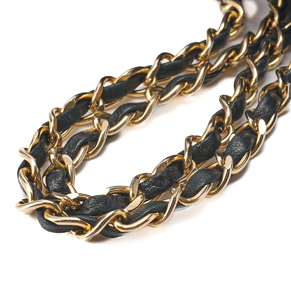 CHANEL Lambskin Matelasse Straight Flap Tang Lock Double Flap Chain Shoulder Bag Black Gold-Tone Hardware, Pre-Owned